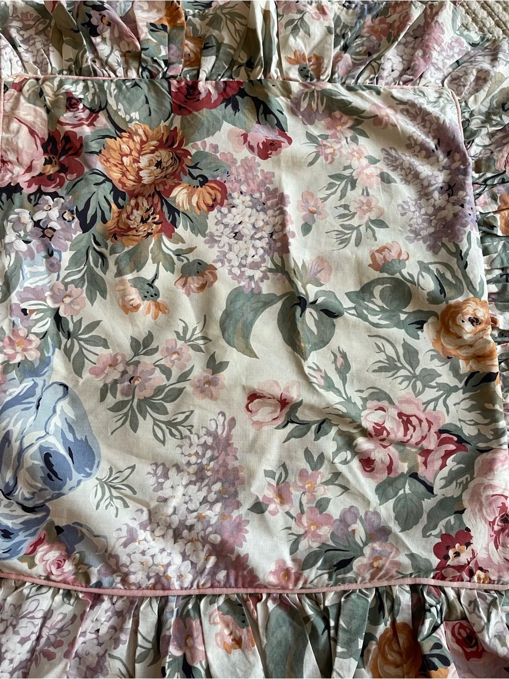 Ralph Lauren Floral Chintz 16” Pillow Covers Ruffle Trim